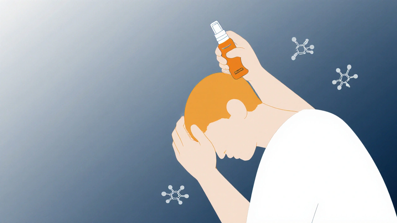 Hands using naloxone spray on an unresponsive person, with subtle opioid shapes in the background.