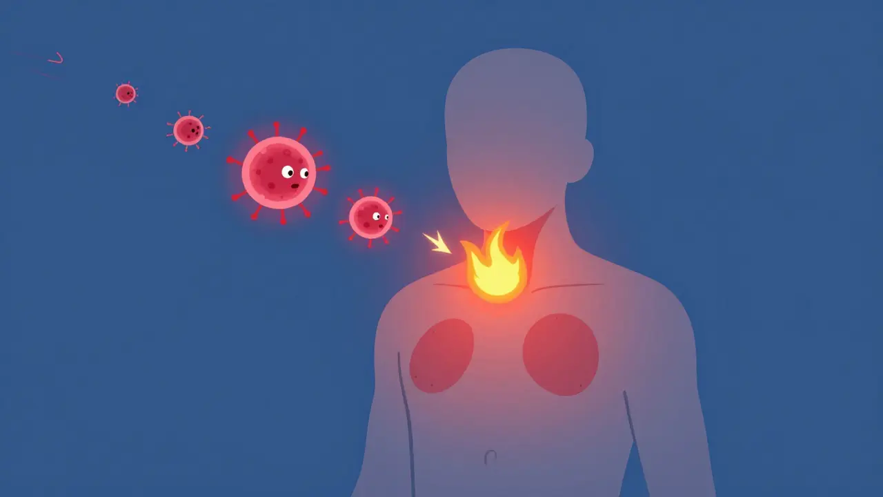 Strep infection triggering inflamed skin patches through symbolic spark chain