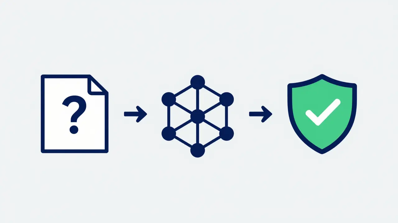 Minimalist icons showing the progression from signal hypothesis to verified action