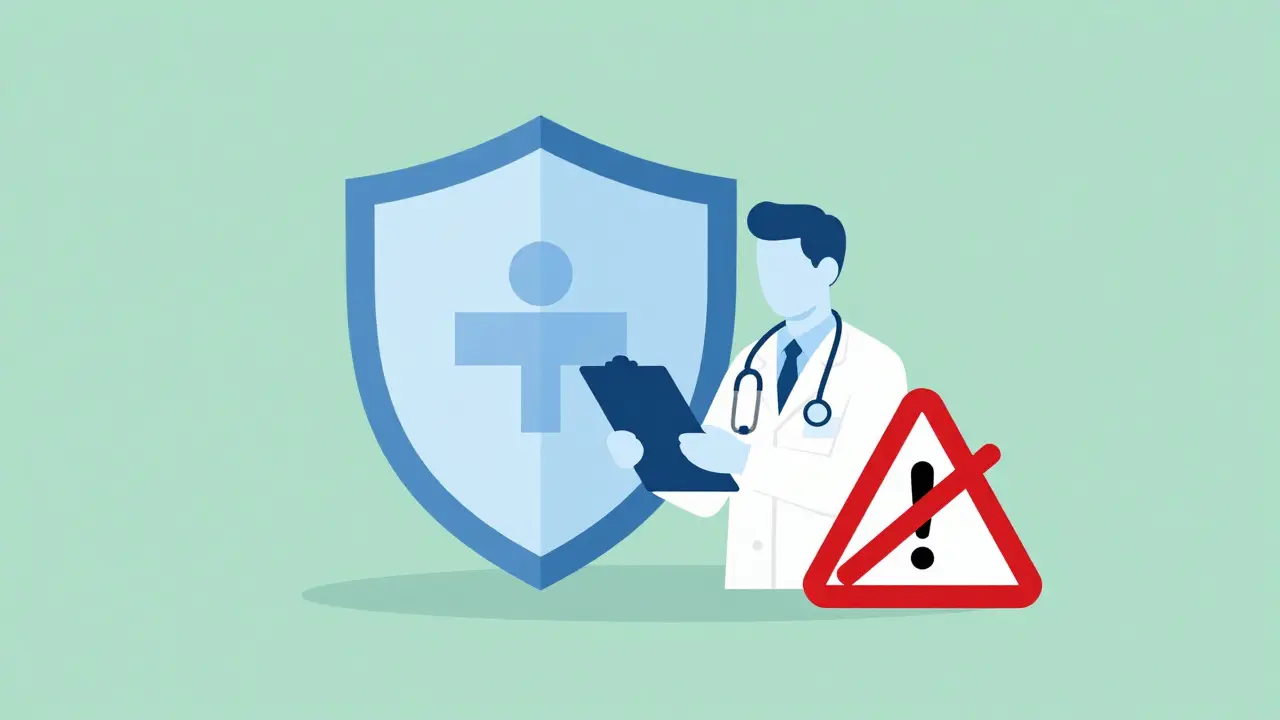 Abstract illustration showing medical verification and scam protection