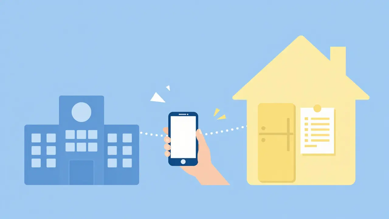 Smartphone bridging hospital discharge info to home medicine schedule