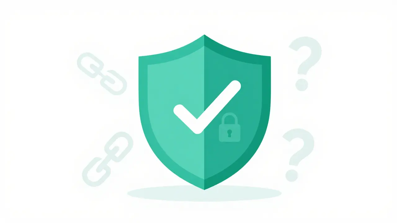 A teal shield with a checkmark and lock, symbolizing safe and verified online pharmacy practices.