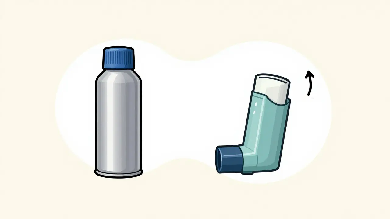 Comparison of HFA and dry powder inhalers with usage icons
