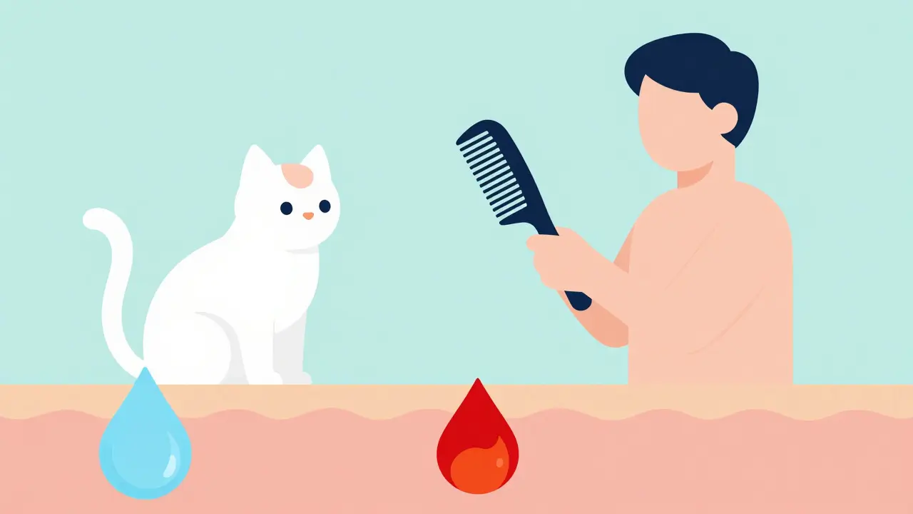 Flat design showing pet transmission and moisture risks for fungal infections